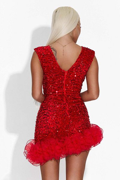 BOGAS Women's Short Red Dress Rosette