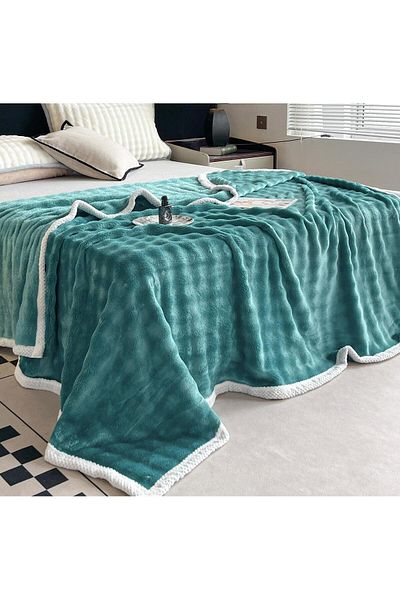 FIONNA.RO Cocolino Blanket With White Border - Turquoise