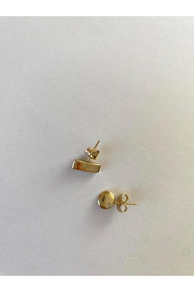 marsel aksesuar Xuping Minimal Nail Different Shape Gold Ball Earrings