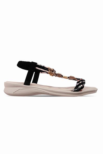Lal Shoes & Bags Sandale elastice cu cataramă fluture mici pentru femei Neglect-negru