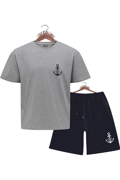 HOFFNUNG Unisex Men/Women Crew Neck Hoffnung Anchor Printed Bottom Top Tracksuit Suit