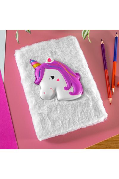 Gadget Master Unicorn Notebook with Soft Fur A5