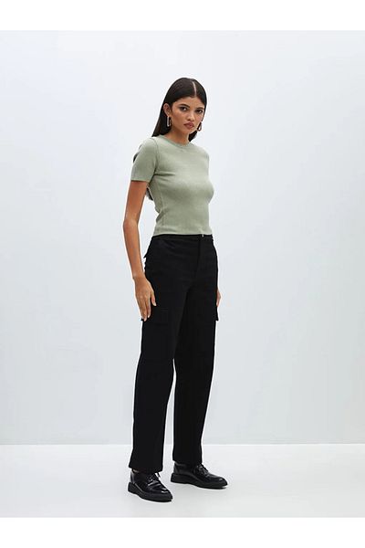 LC Waikiki LCW Vision Black Standard Fit Gabardine Women's Cargo Pants