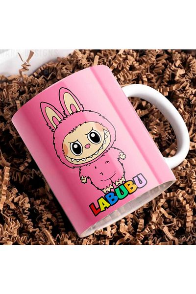 ADORAGE Labubu Cheeky Smile Mug – 330 ml | Cute Cartoon Labubu in Fuzzy Costume with Playful Design