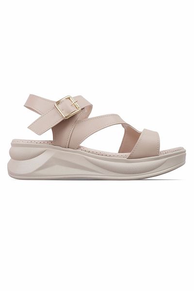 Lal Shoes & Bags Sandale cu talpă înaltă Moss pentru femei, cu detaliu de cataramă, pantofi-crem