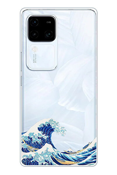 TechTree Vivo V30 Uyumlu Kanagawa Oki Nami Ura Dalgası Tasarımlı Şeffaf Silik...