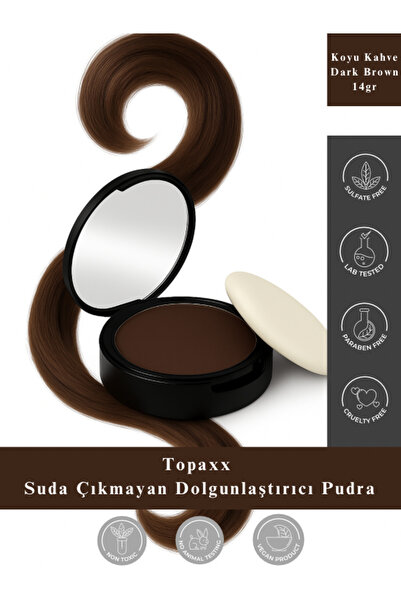 Topaxx Suda Çıkmayan Saç Sakal Dolgunlaştırıcı Pudra Dip Boya 14 gr Koyu Kahve