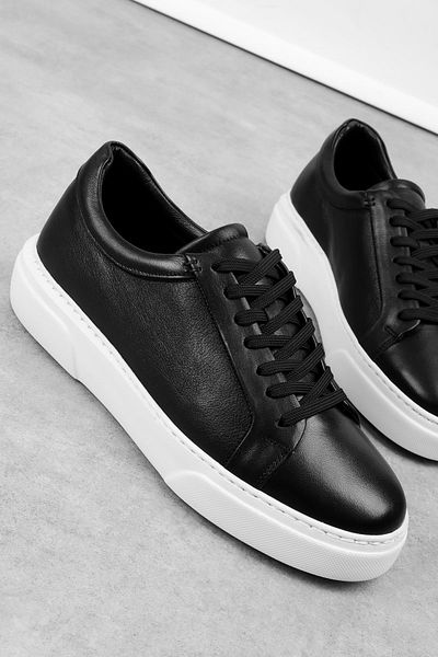Lal Shoes & Bags Moveme Men's Genuine Leather Lace-Up Casual Shoes-Black