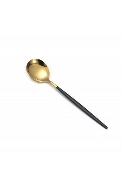 PUFO Set of 6 Pufo Luxury coffee, tea, dessert spoons, stainless steel, 13 cm, gold/black