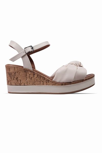 Lal Shoes & Bags Leila Γυναικεία Κορδέλα Λεπτομερής Σανδάλια με τακούνι με λουράκι στον αστράγαλο-Κρέμα