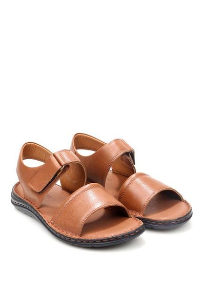 PİSAGOR Pisagor Ps-33550 Orthopedic Men's Massage Sole Genuine Leather Sandals Slippers