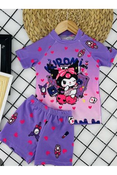 ARBİ kids Girl's Kuromi Short Sleeve Shorts Suit