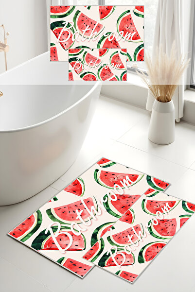 Liriya مجموعة حديثة من سجادة الحمام ذات طباعة رقمية صيفية بنمط البطيخ مكونة م...