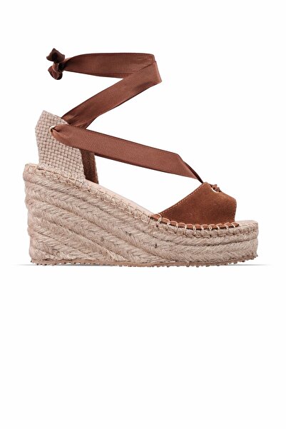 Lal Shoes & Bags Layt Sandale cu toc cu pană pentru femei din piele naturală cu detaliu de panglică deschisă în față-S.TABA