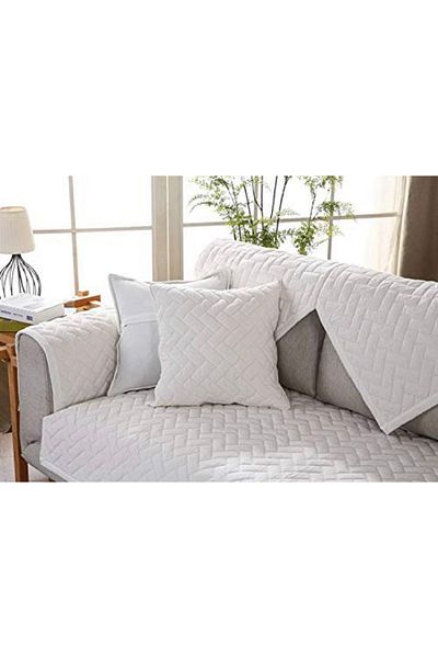 DECORA CASA HOME COLLECTİON Set de 4 huse de scaun cu model matlasat din catifea (pentru 1 loc) 2 bucăți de înclinare + 1 cadou de pernă