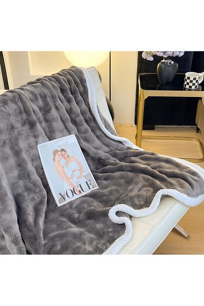 FIONNA.RO Cocolino Blanket With White Border - Gray