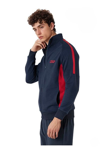 Pierre Cardin Cotton Seasonal Navy Blue 2 Thread Zipper Straight Leg Sweatpants Set Q8P2K4Rkc6