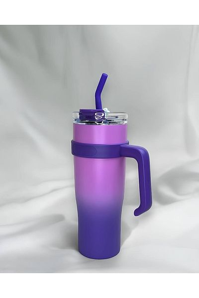 AMSZM Insulated Stainless Steel Tumbler, 1200ml Double-Wall Vacuum,Handle and Flip Straw, Travel Mug