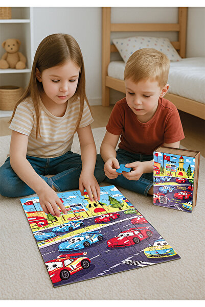 Natureplaydesign Yarış Arabaları Temalı Ahşap Puzzle – 70 Parça (32 x 42 cm) ...