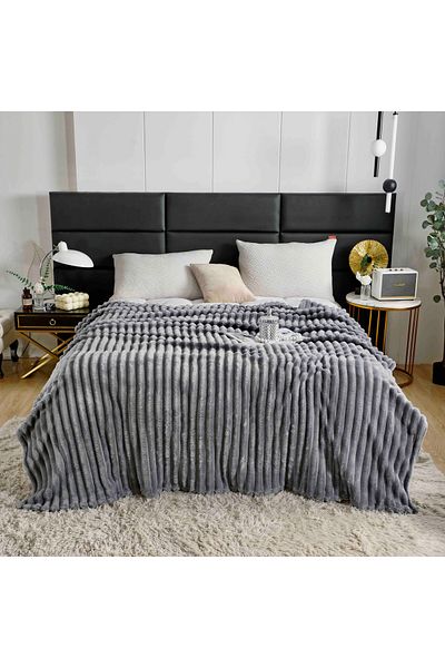 FIONNA.RO Cocolino Striped Blanket Medium Thickness - Light Grey