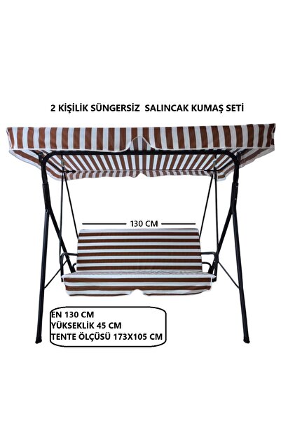 Mor Minder Süngersiz Tenteli Salıncak Kumaş Seti 2 Kişilik Süngersiz KAHVE-BEYAZ 130X45X