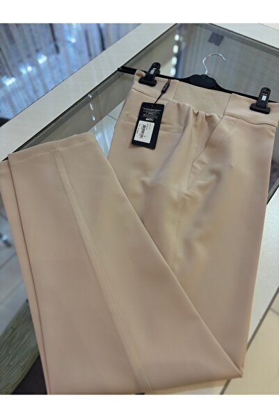 Butik Taş Rengi Kumaş Beli lastikli Pantolon