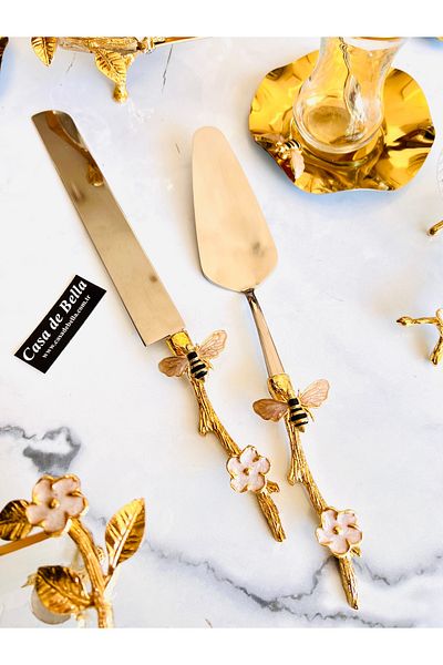 CASA DE BELLA Honeybeetle 2 Piece Luxury Spatula Knife Serving Set