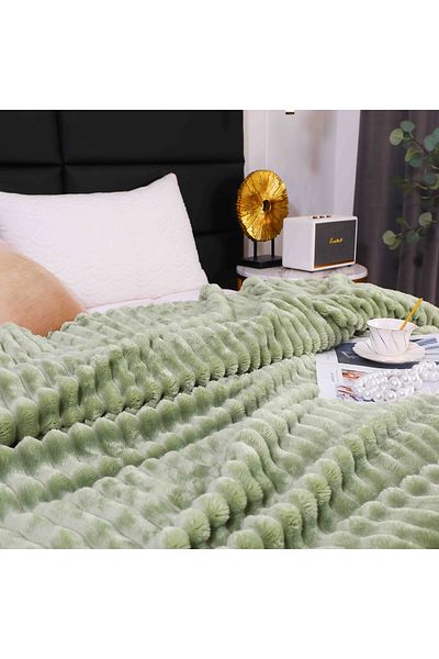 FIONNA.RO Cocolino Striped Blanket Medium Thickness - Light Green