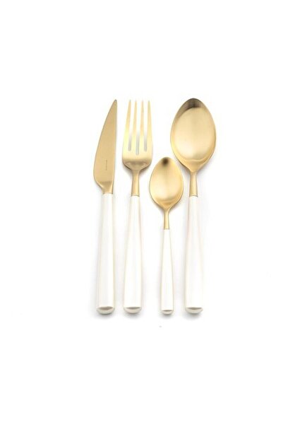 BUGATTI Athena Ivory Pearl Gold 24 Parça Çatal Kaşık Bıçak Seti