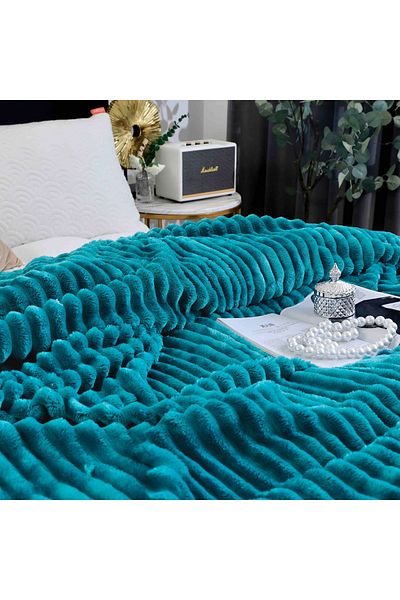 FIONNA.RO Cocolino Striped Blanket Medium Thickness - Turquoise