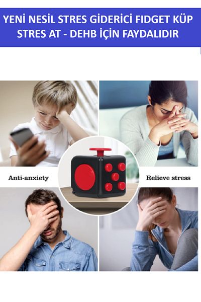 ZETCONCEPT New Generation Stress Cube - Fidget Cube - Neon Red - Black - Useful for Stress Relief and Anxiety