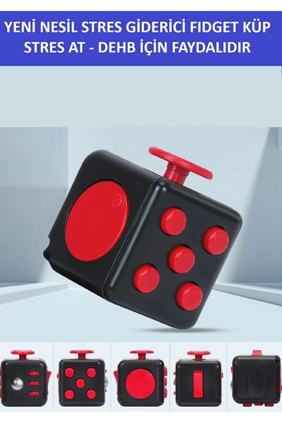 ZETCONCEPT New Generation Stress Cube - Fidget Cube - Neon Red - Black - Useful for Stress Relief and Anxiety