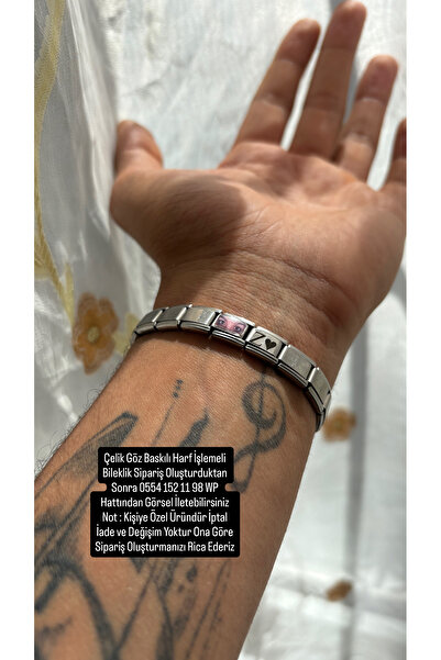 Çelik Harf İşlemeli Göz Baskılı Bileklik - En Güzel Hediye Olabilir