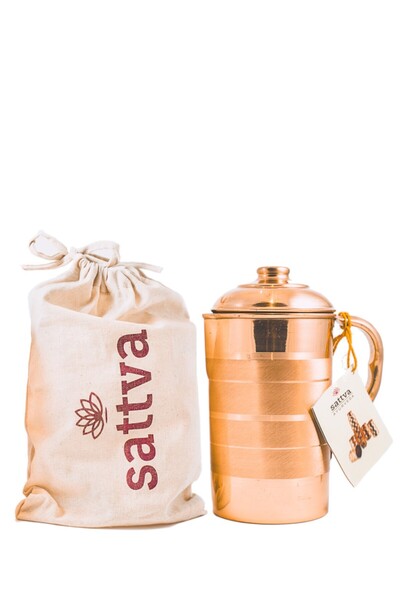 Sattva Ayurveda Stripe copper carafe, 1250ml - Sattva Ayurveda