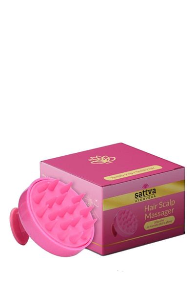 Sattva Ayurveda Perie masaj scalp din silicon roz - Sattva Ayurveda