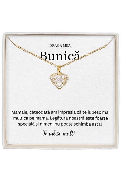 The Jewel Heart Heart Necklace For Grandma, Gift Full Of Love And Gratitude, Length 39+5 cm