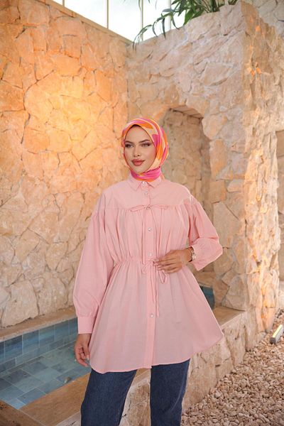 Nergis Neva Butik Tunic with gathered waist and tie-up