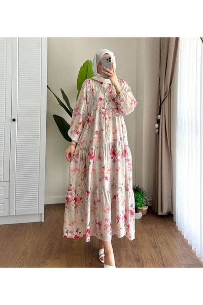 DEFNECE BUTİK Φόρεμα Rana Floral - Ροζ 2