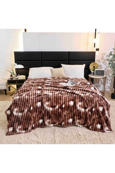 FIONNA.RO Cocolino Striped Blanket Medium Thickness - Brown/White