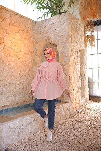 Nergis Neva Butik Tunic with gathered waist and tie-up