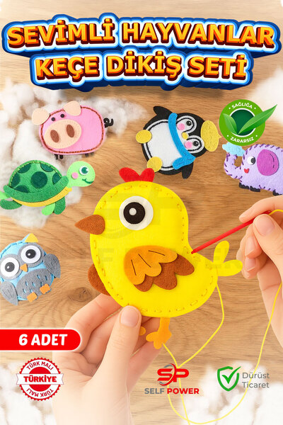 Self Power 6 Pieces DIY Felt Sewing Craft Set for Children for Ages 3 and up