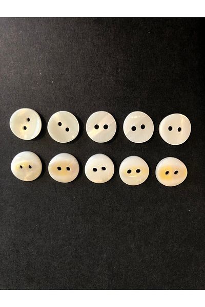 BİGÜMEX White Look Button Polyester Button 20 Sizes Plain Button - Pack of 10 Buttons