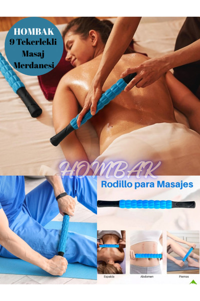 Hombak Sırt Kas Gevşetici Masaj Merdanesi 9 Tekerlekli Ayarlanabilir Lenf Dre...