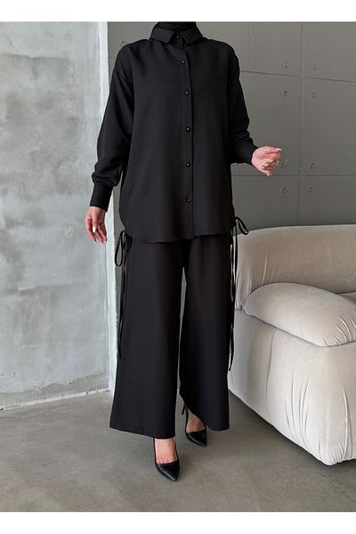 hacer ayaydın Aerobin Fabric Rope Detail Basic Pants Tunic 2-Piece Set