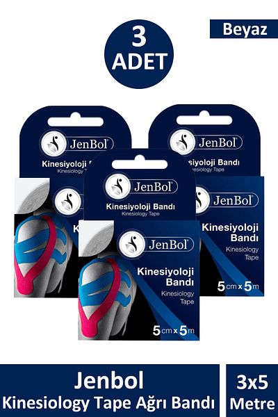 Jenbol Kinezyo Sports Tape Pain Tape 5 cm X 5 m - White 3 Pieces
