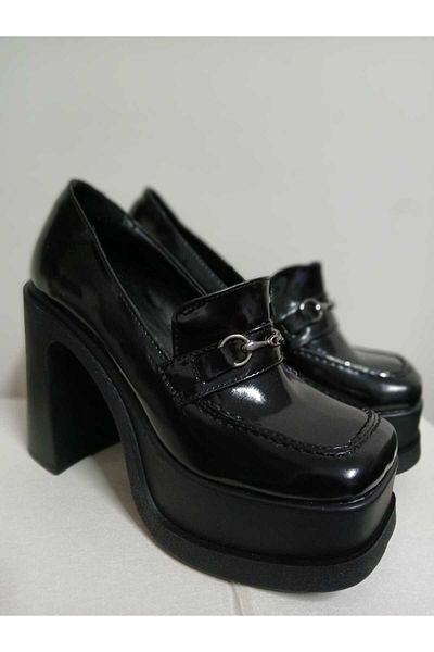 bescobel Women's Sonel Simra Black Patent Leather High Heel Shoes 12 cm
