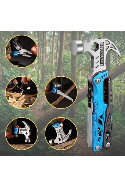 DEKOHOP Outdoor Profesyonel Çakı Çekiç Pense Ateş Taşı Vidalama Kamp Piknik Ve Doğa Çok Fonksiyonlu Alet Set