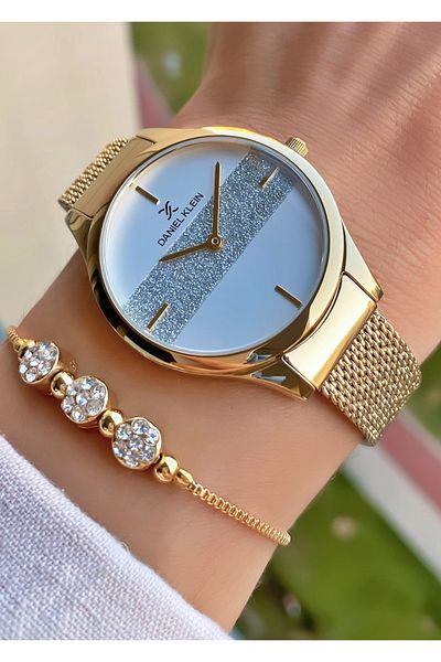 Daniel Klein Brand- Original- Gold Color - 2 Years Warranty-Wicker Cord- Women's Wrist Watch - Bracelet Gift