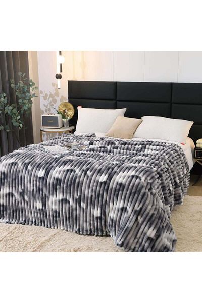 FIONNA.RO Cocolino Blanket Medium Thickness Stripes 230x240cm - Abstract Grey
