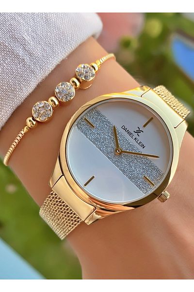 Daniel Klein Brand- Original- Gold Color - 2 Years Warranty-Wicker Cord- Women's Wrist Watch - Bracelet Gift